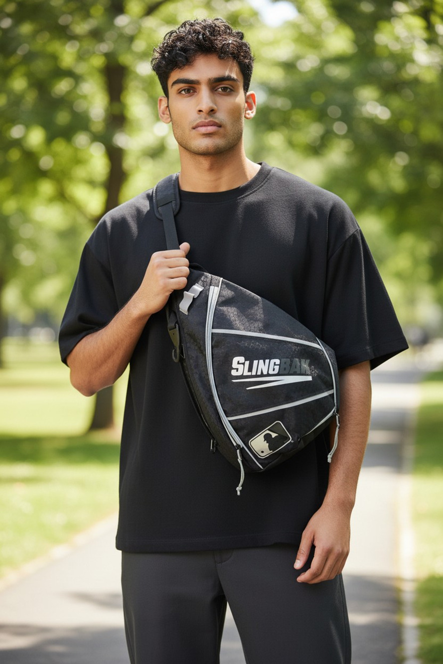 Franklin SlingBak Mens Baseball Equipment Backpack Black One Size MLB Logo